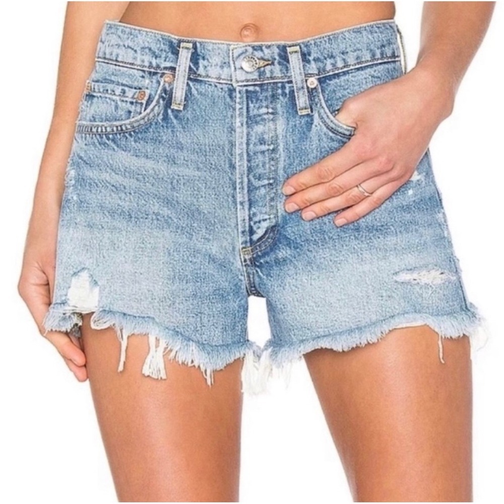 Agolde Vintage Parker Swapmeet Distressed Denim Cut Off Shorts - 27